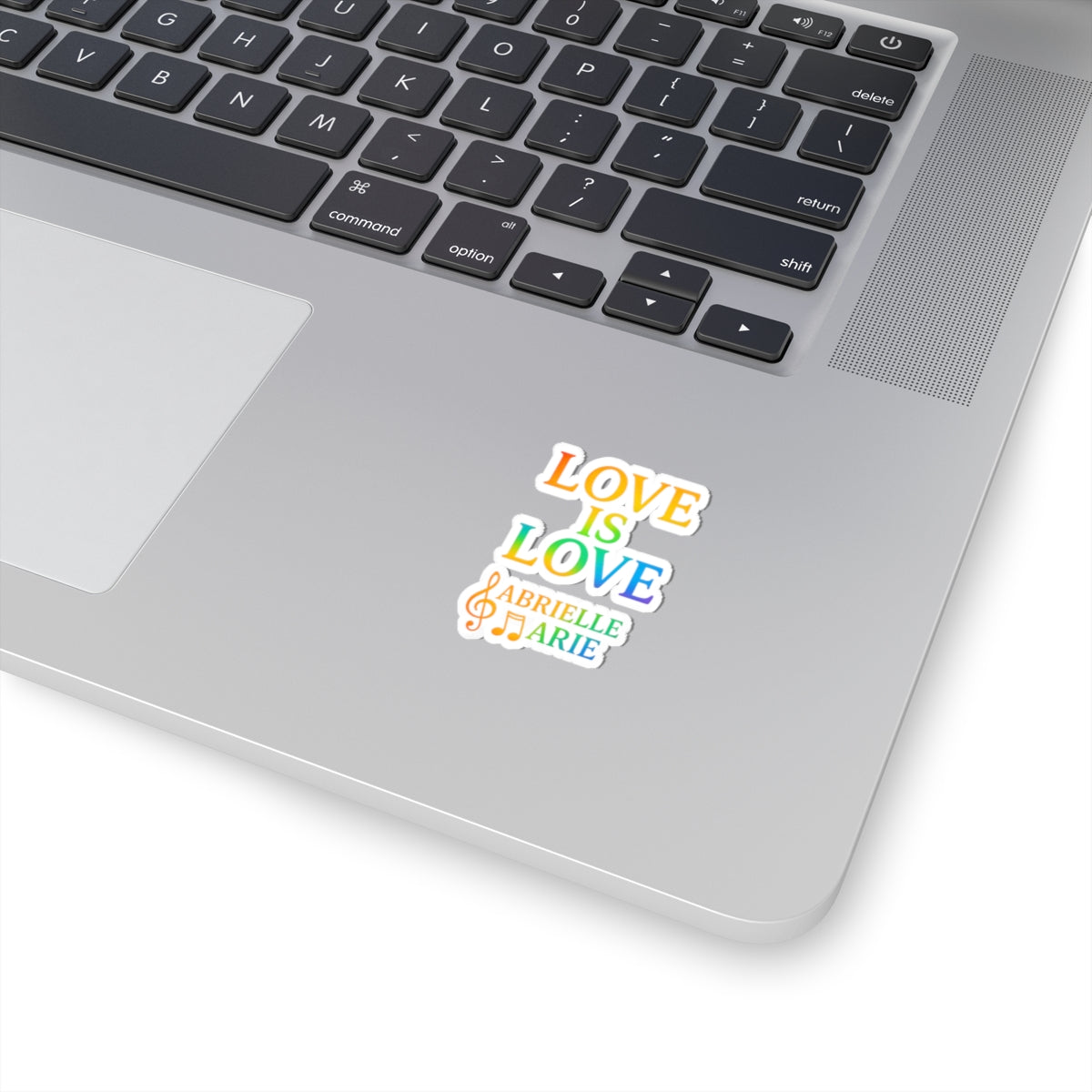 Love Is Love Rainbow Sticker — Personalized "Abrielle Marie" Music Note Kiss-Cut Sticker