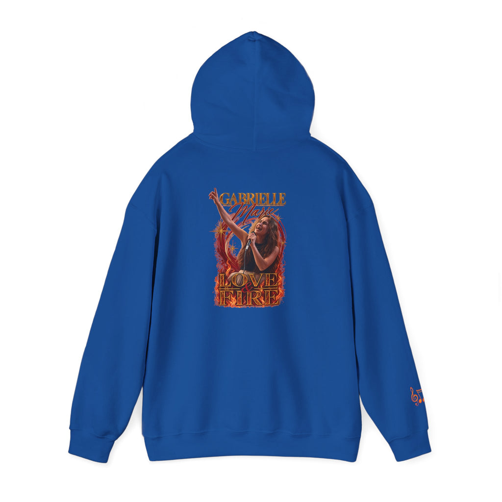 Gabrielle Marie 'Love & Fire' Hoodie — Vintage Floral Back Graphic