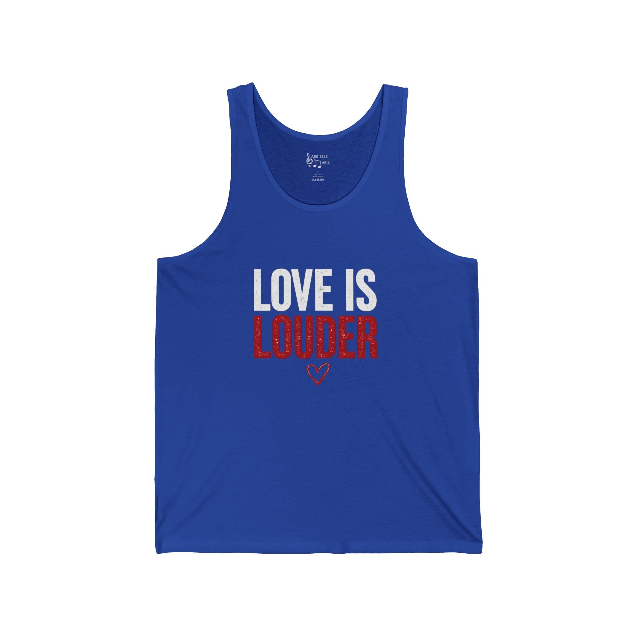Love Is Louder Tank Top — Bold Red & White Graphic Muscle Tee for Pride, Activism & Everyday Wear