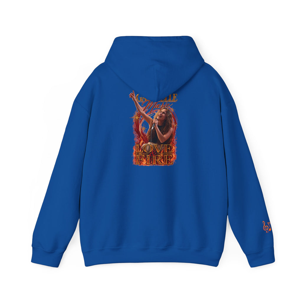 Gabrielle Marie 'Love & Fire' Hoodie — Vintage Floral Back Graphic