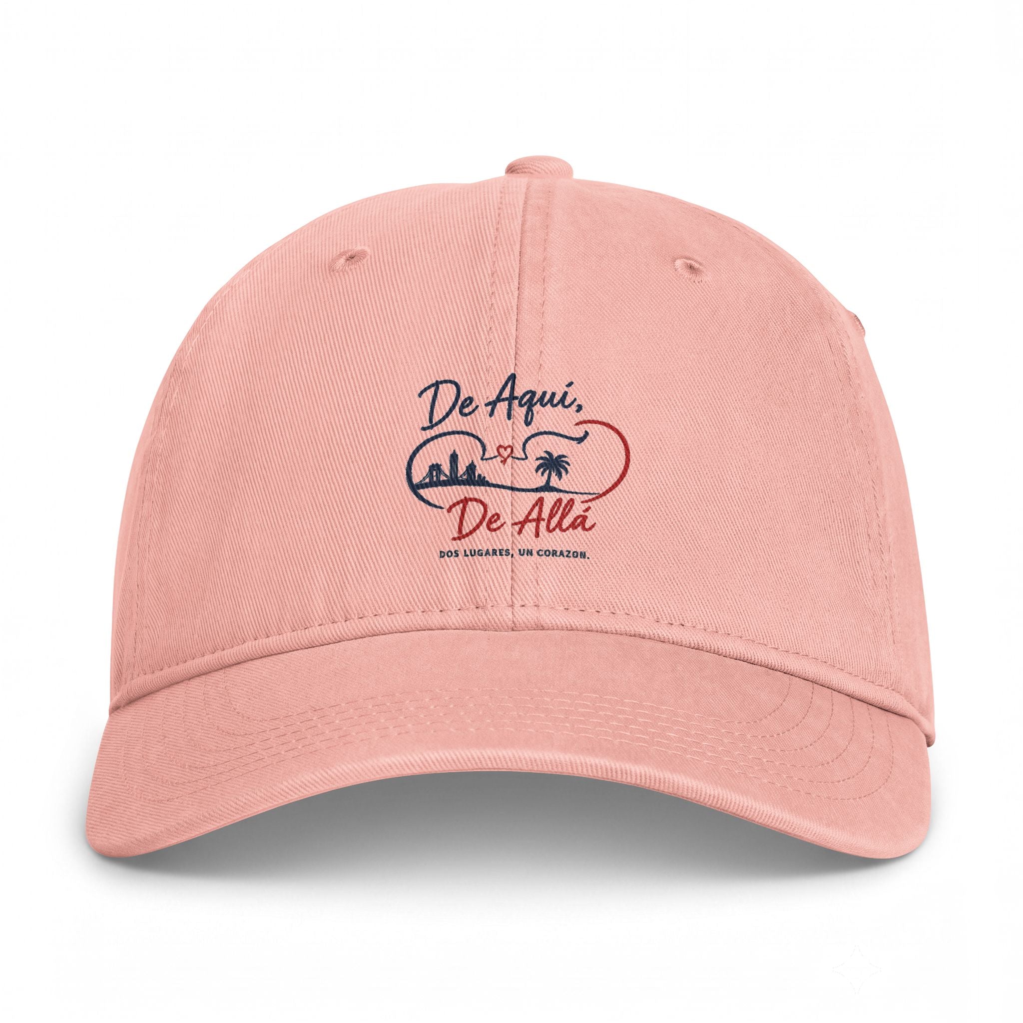 Coastal Washed Cap – Embroidered 'De Aqui De Alla’  Beach Heart Dad Hat