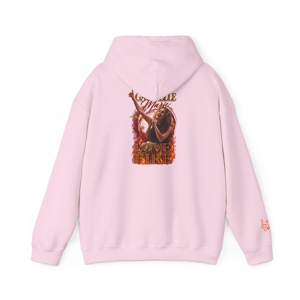 Gabrielle Marie 'Love & Fire' Hoodie — Vintage Floral Back Graphic