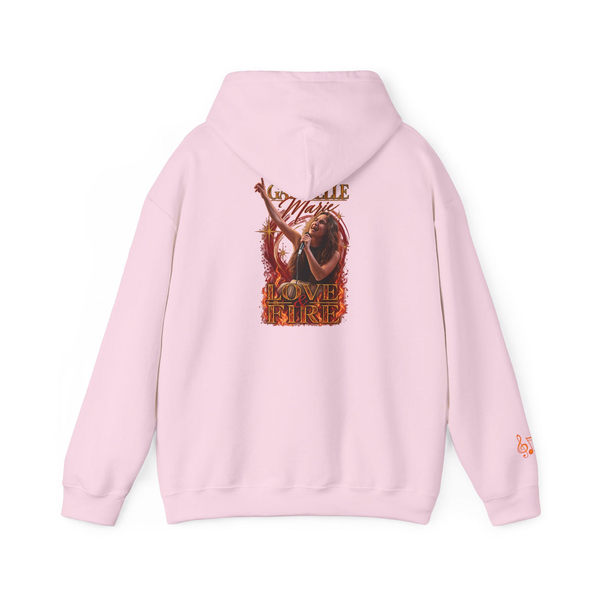Gabrielle Marie 'Love & Fire' Hoodie — Vintage Floral Back Graphic
