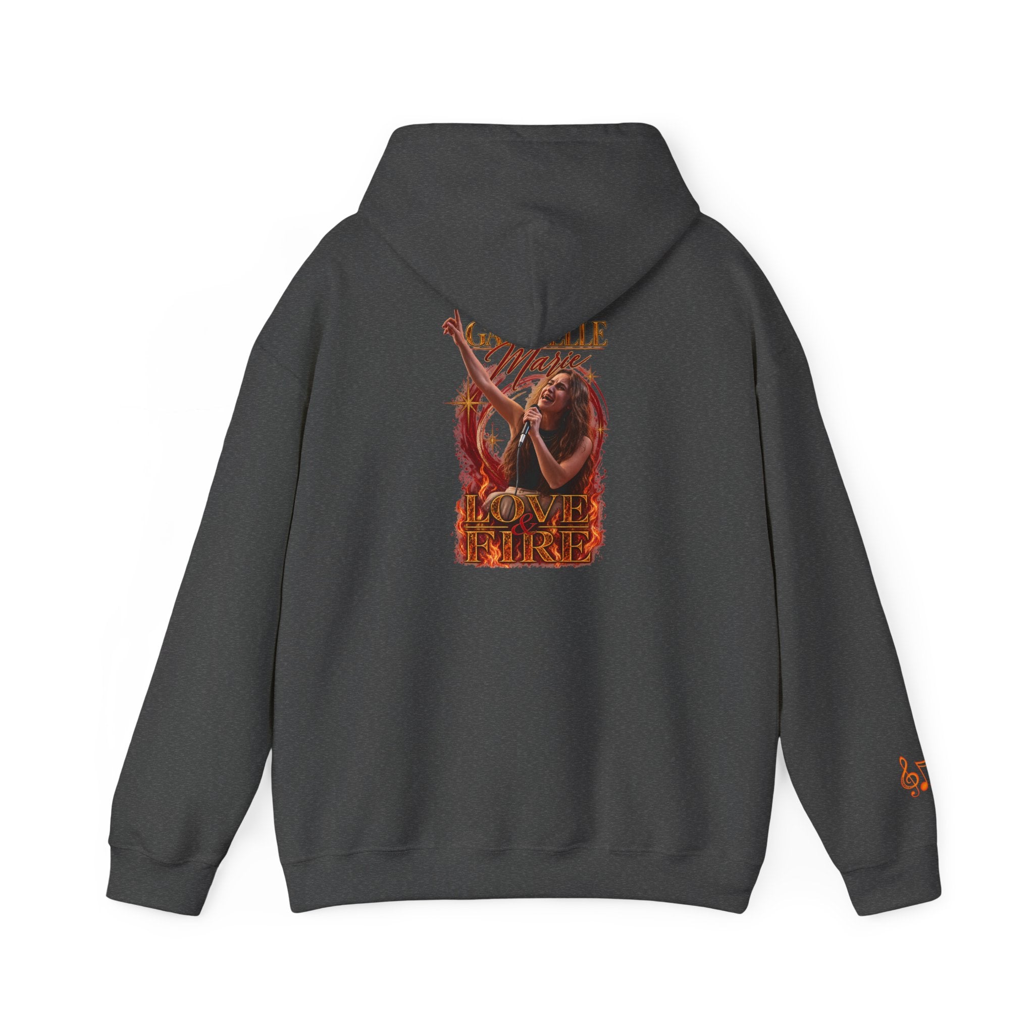 Gabrielle Marie 'Love & Fire' Hoodie — Vintage Floral Back Graphic