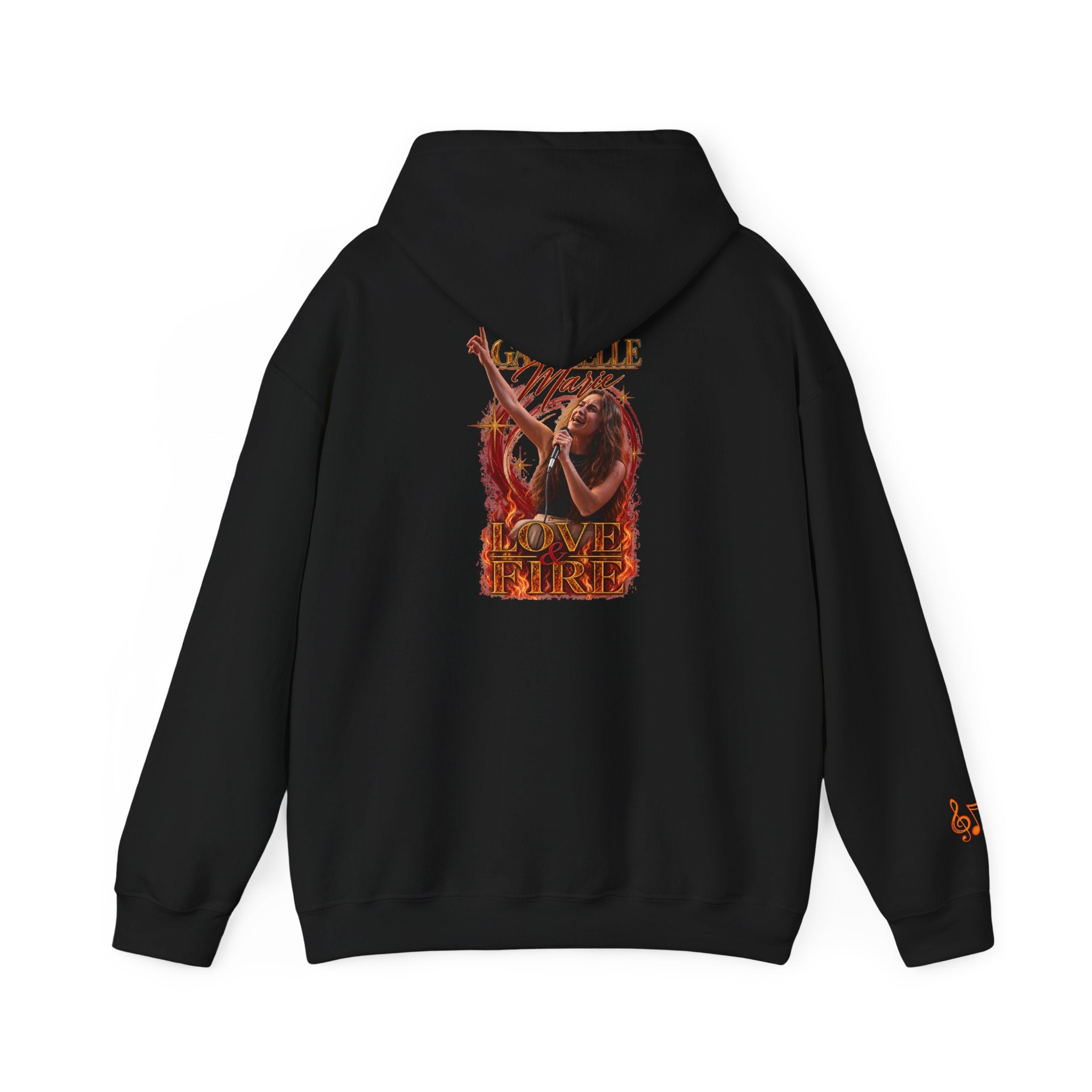 Gabrielle Marie 'Love & Fire' Hoodie — Vintage Floral Back Graphic