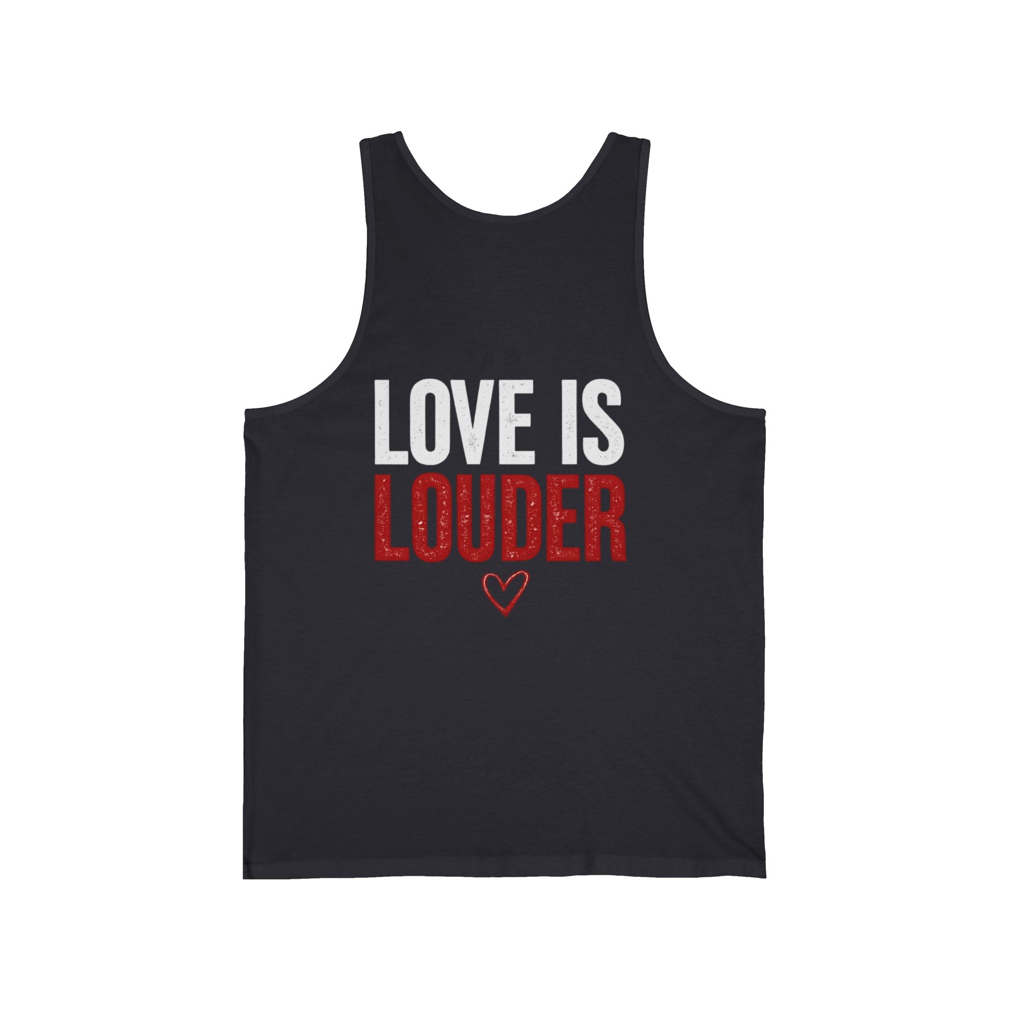 Love Is Louder Tank Top — Bold Red & White Graphic Muscle Tee for Pride, Activism & Everyday Wear