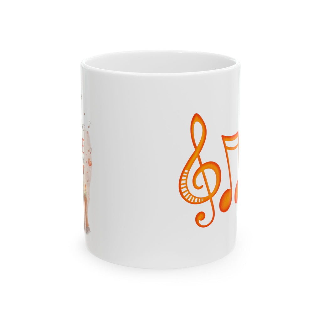 Musical Notes Ceramic Mug — Retro Treble Clef Coffee Cup (11oz & 15oz)