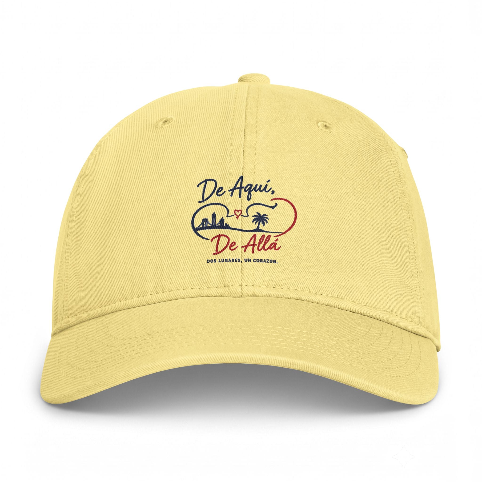 Coastal Washed Cap – Embroidered 'De Aqui De Alla’  Beach Heart Dad Hat