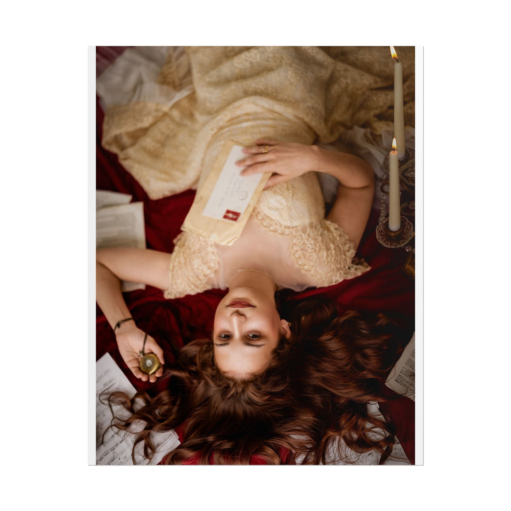 Victorian Romance Rolled Poster — Vintage Woman with Letter Wall Art