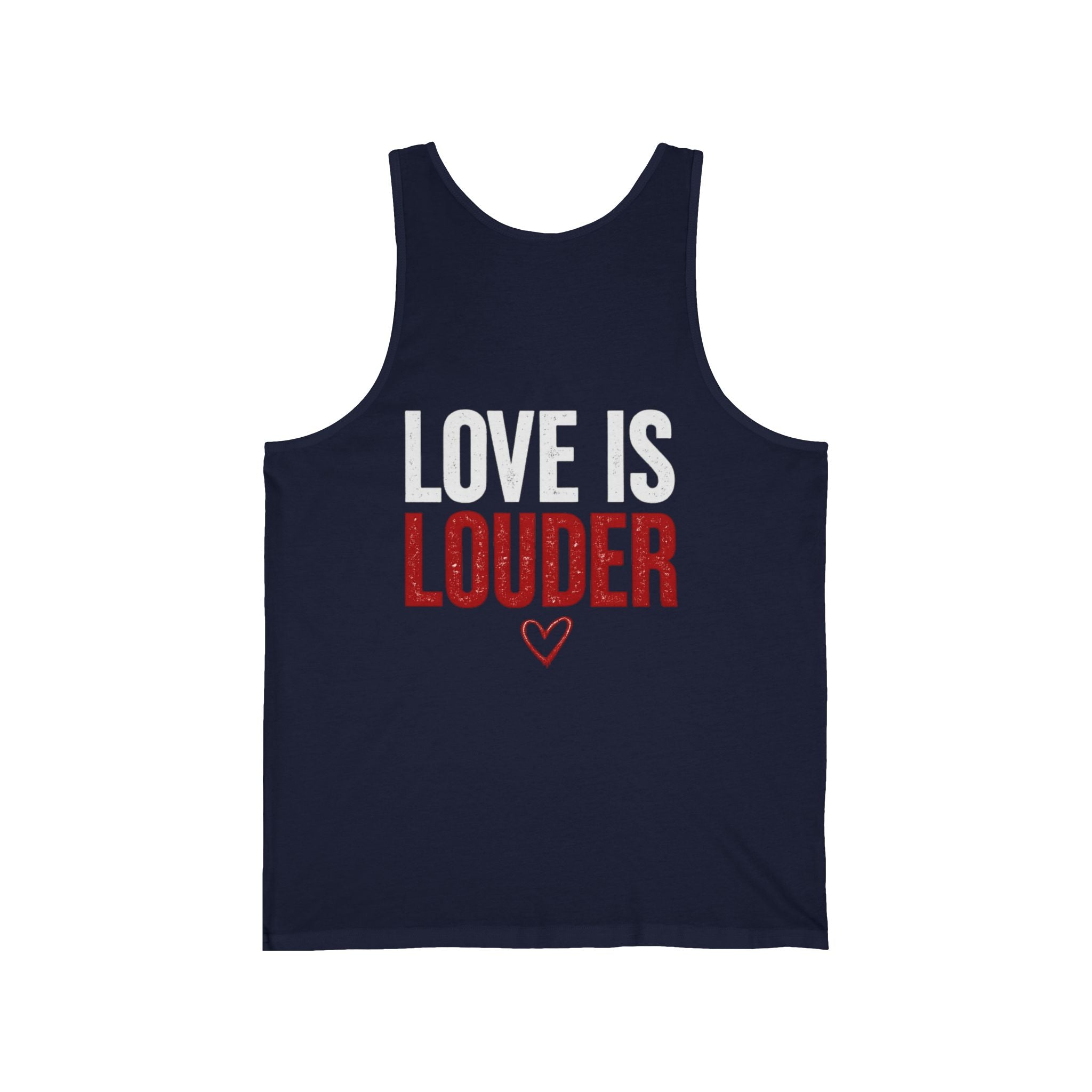 Love Is Louder Tank Top — Bold Red & White Graphic Muscle Tee for Pride, Activism & Everyday Wear
