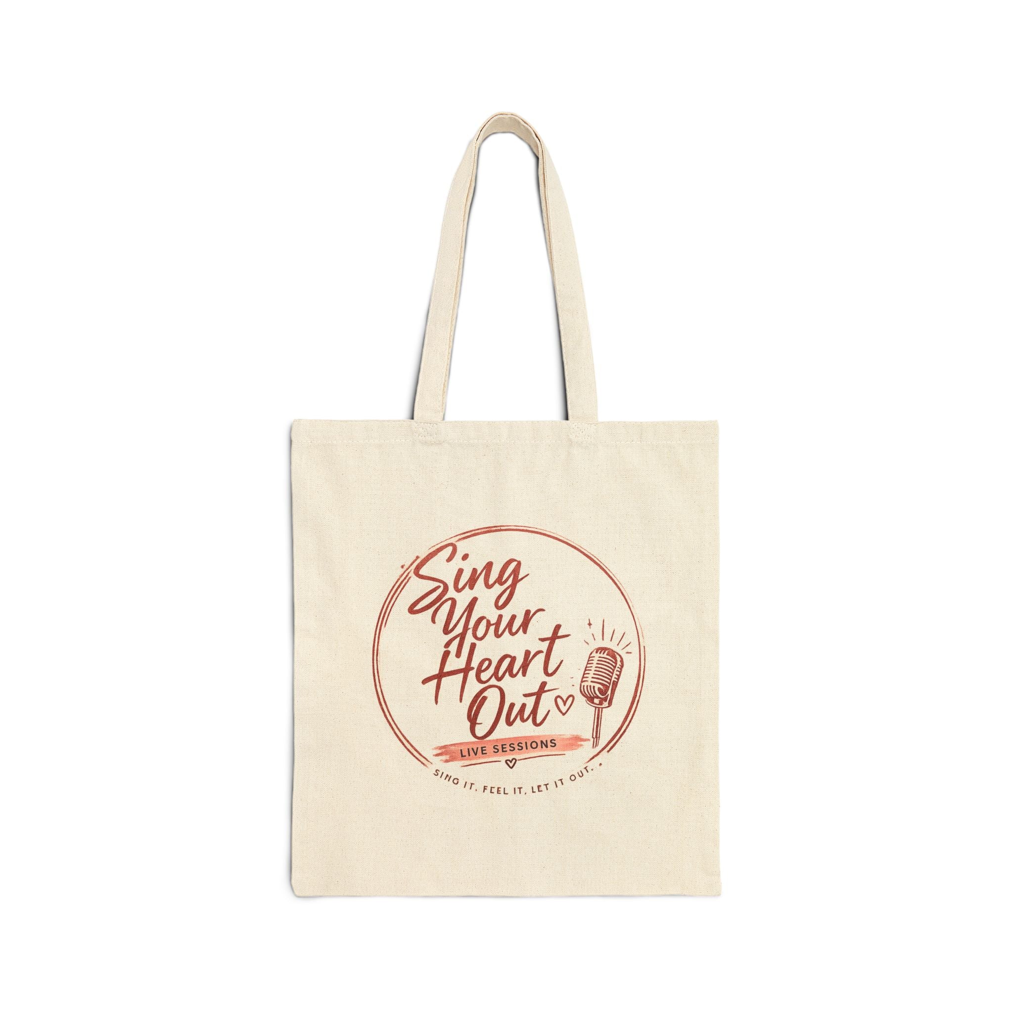 Tote Bag — "Sing Your Heart Out" Vintage Microphone Canvas Tote (Music Lover Gift)
