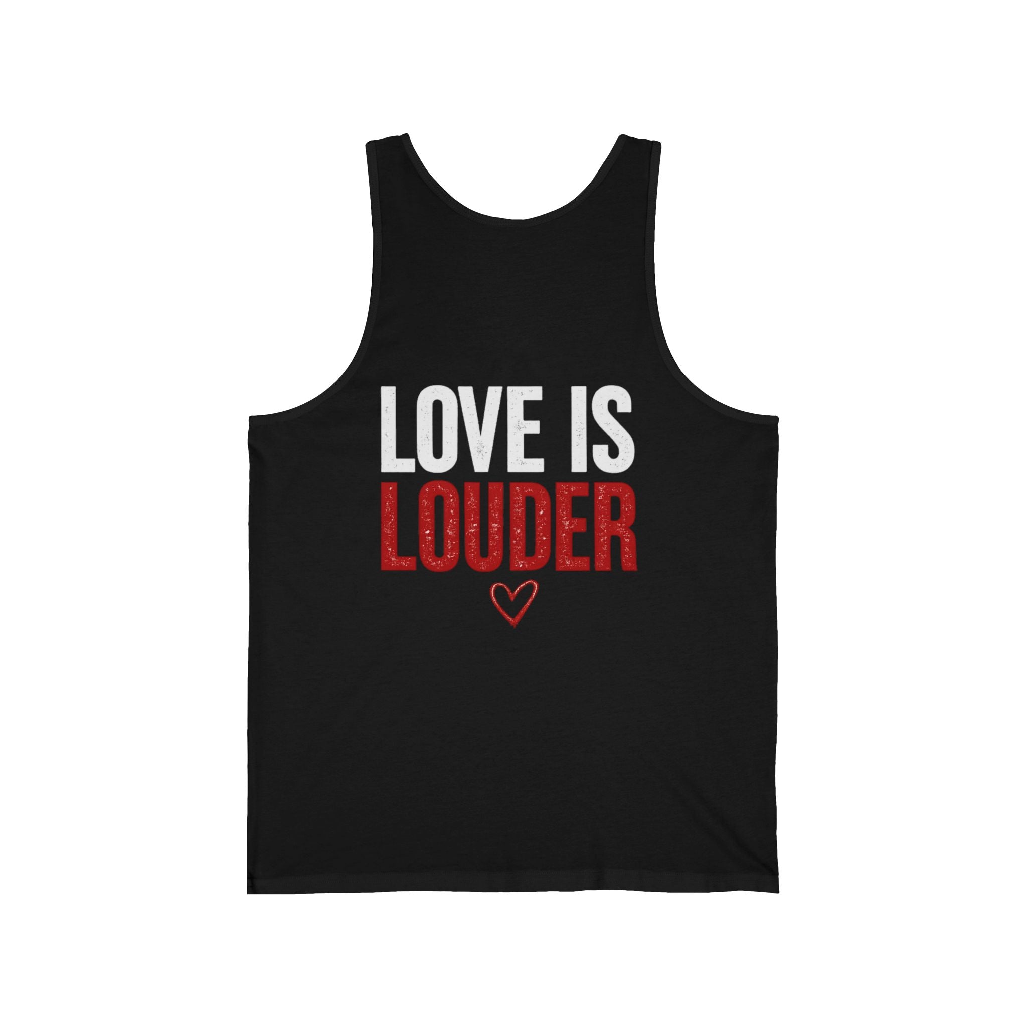 Love Is Louder Tank Top — Bold Red & White Graphic Muscle Tee for Pride, Activism & Everyday Wear