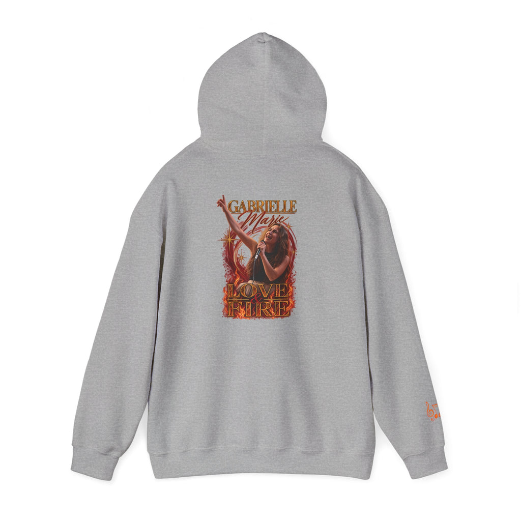 Gabrielle Marie 'Love & Fire' Hoodie — Vintage Floral Back Graphic
