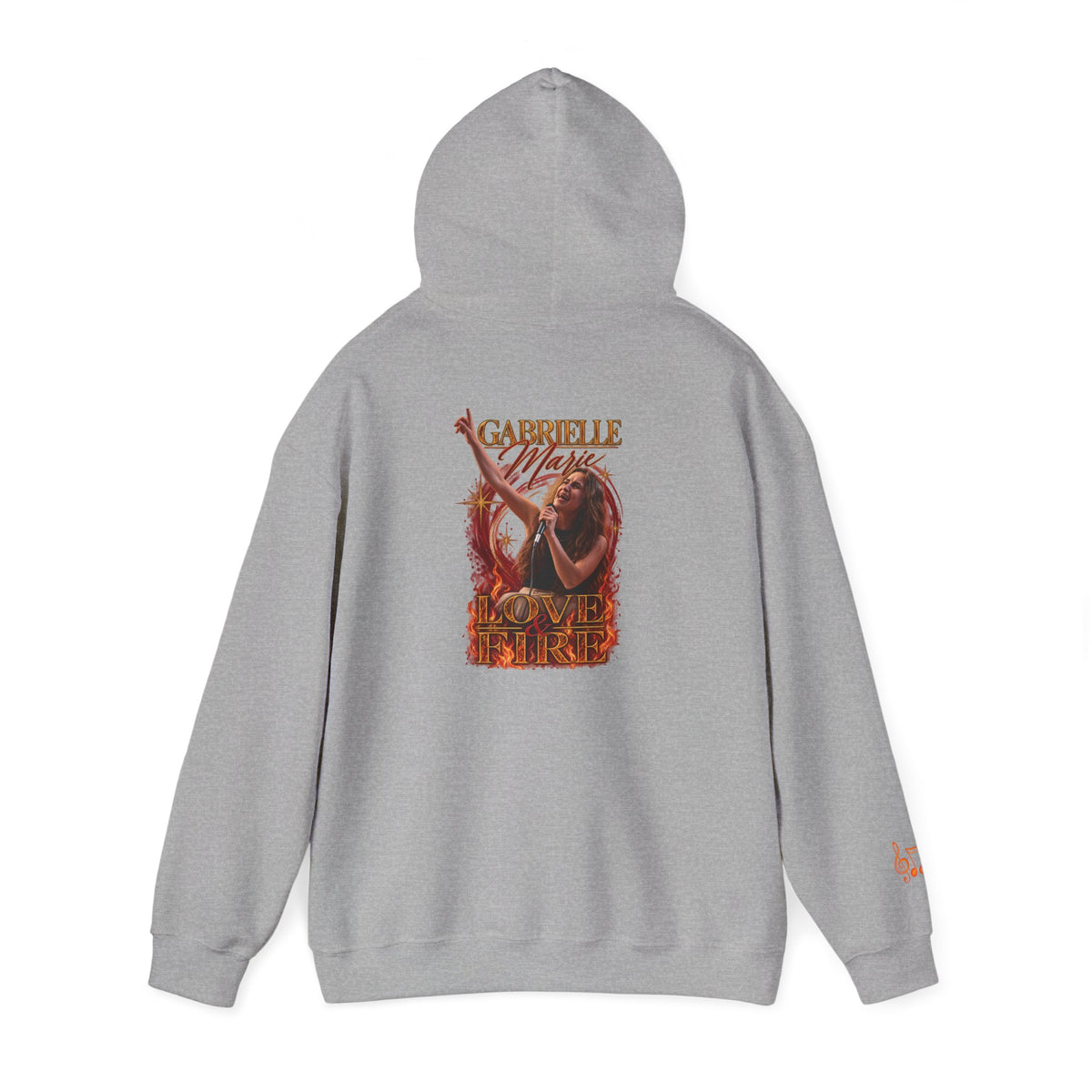 Gabrielle Marie 'Love & Fire' Hoodie — Vintage Floral Back Graphic