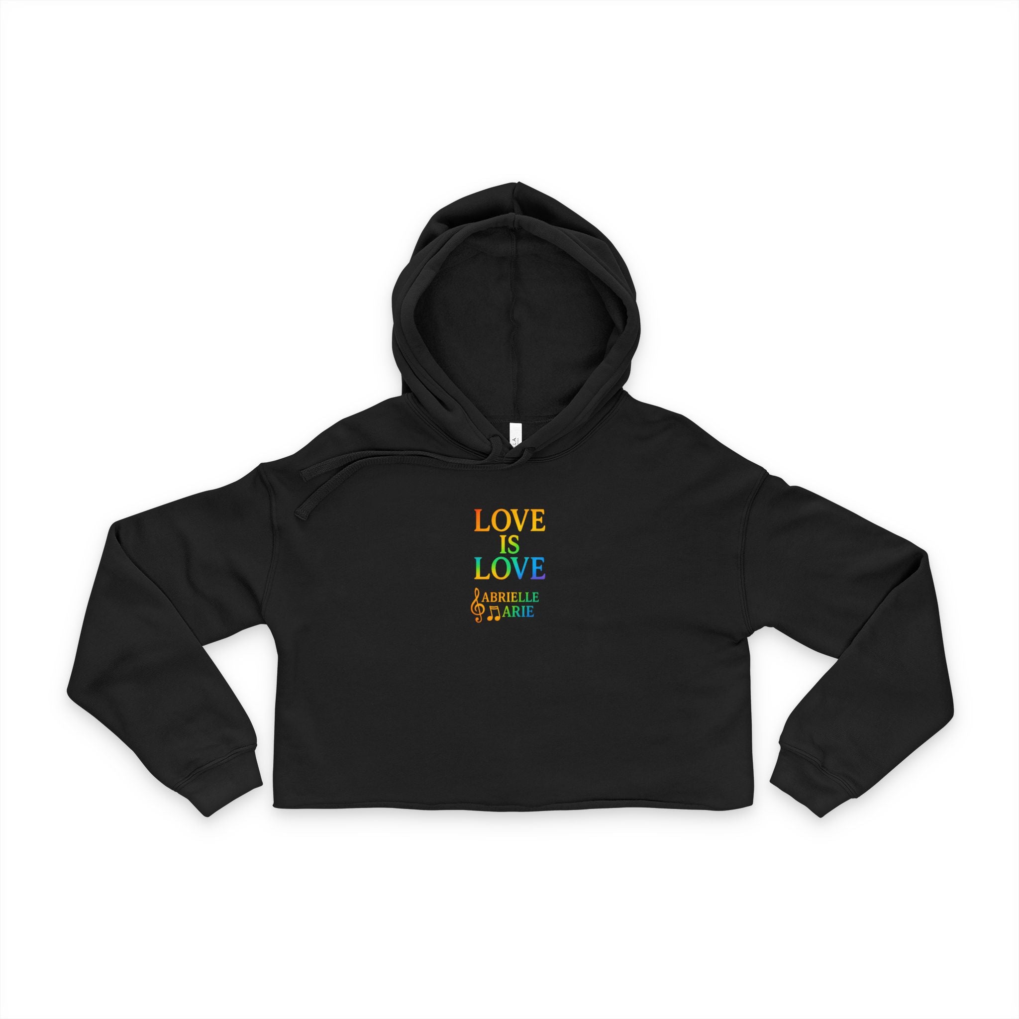 Cropped Hoodie — "Love Is Love" Rainbow Pride Crop Top