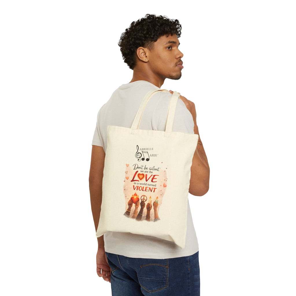 Protest Love Tote Bag – "Don't Be Silent When Love Is Violent" Canvas Shopper