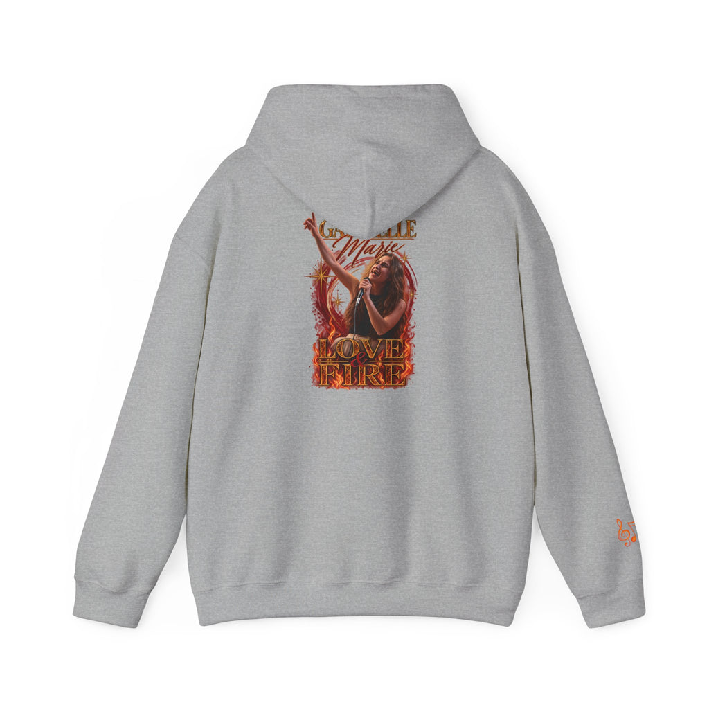 Gabrielle Marie 'Love & Fire' Hoodie — Vintage Floral Back Graphic