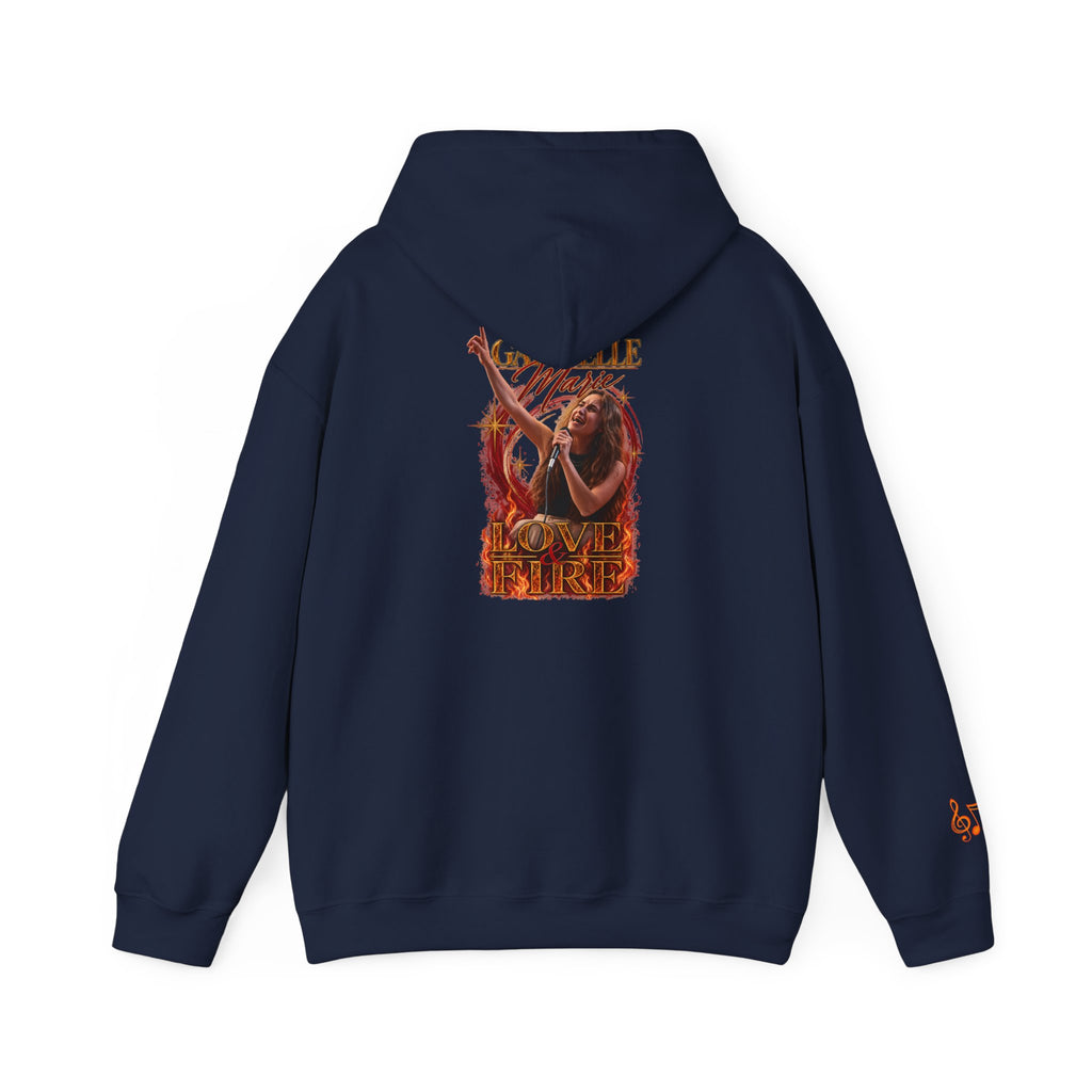 Gabrielle Marie 'Love & Fire' Hoodie — Vintage Floral Back Graphic