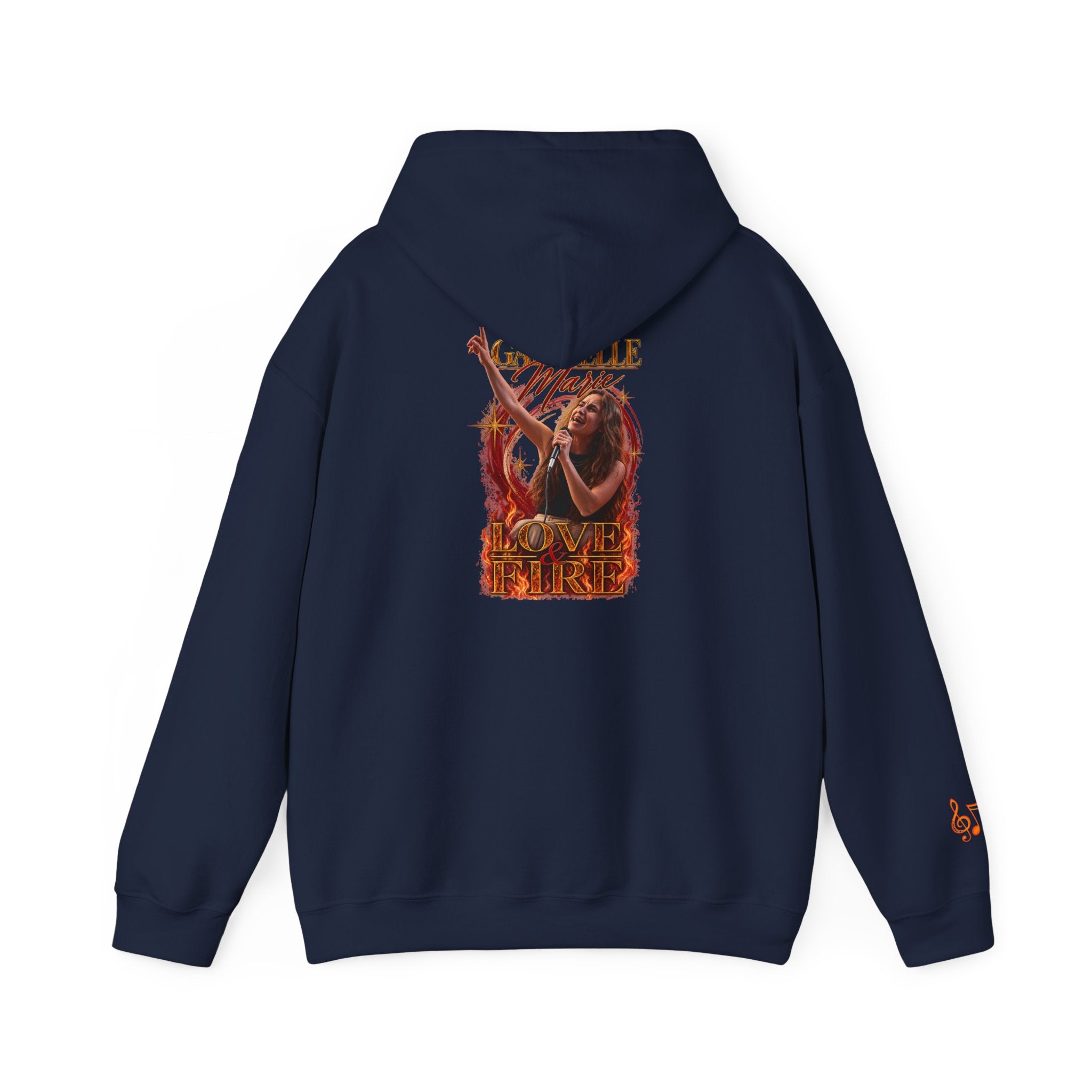 Gabrielle Marie 'Love & Fire' Hoodie — Vintage Floral Back Graphic
