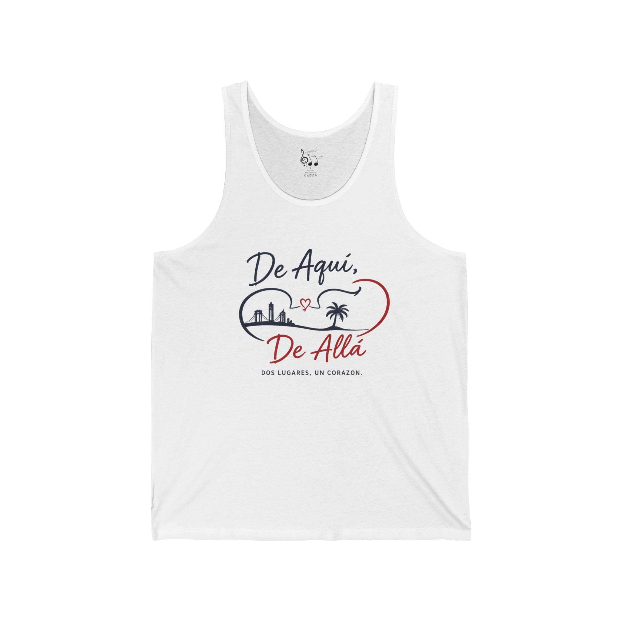 Tank Top — "De Aquí, De Allá" Heart Map Tank (Bilingual Pride, Travel & Home)