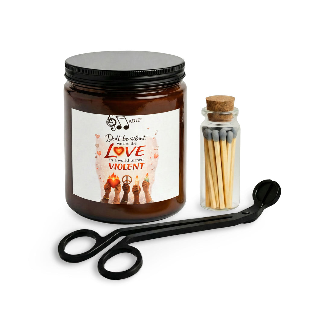Scented Candle Set with Matches & Wick Trimmer — "Dare to Choose Love Not Violence" Design