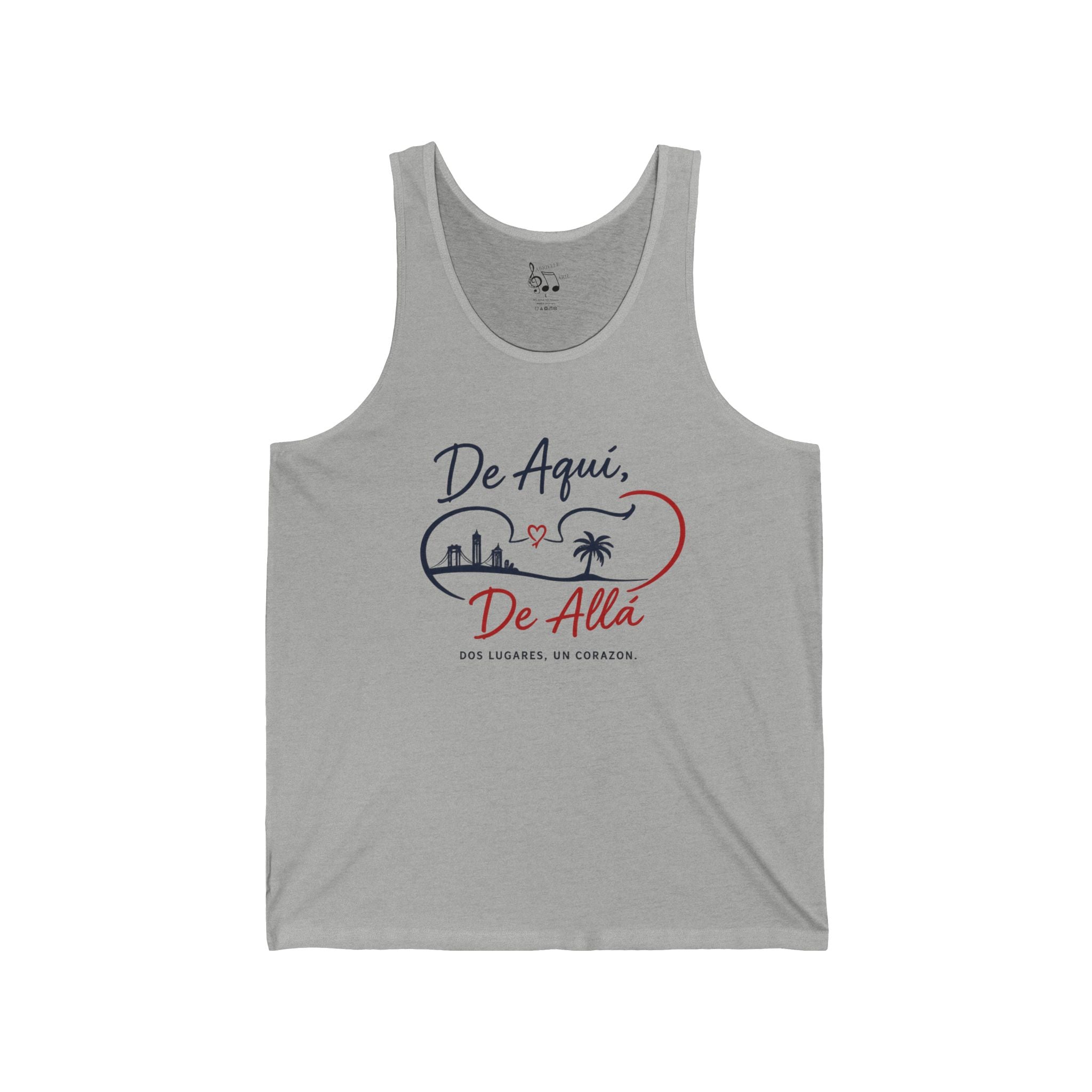 Tank Top — "De Aquí, De Allá" Heart Map Tank (Bilingual Pride, Travel & Home)