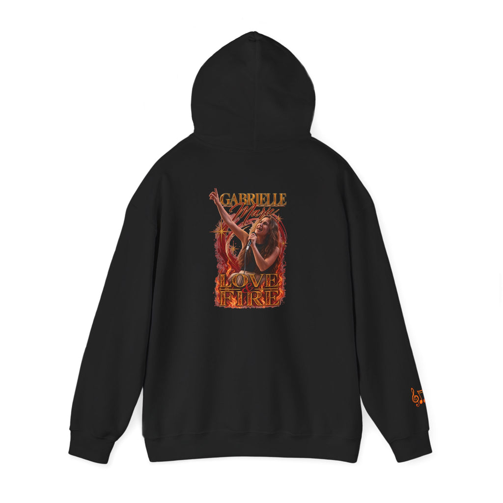 Gabrielle Marie 'Love & Fire' Hoodie — Vintage Floral Back Graphic