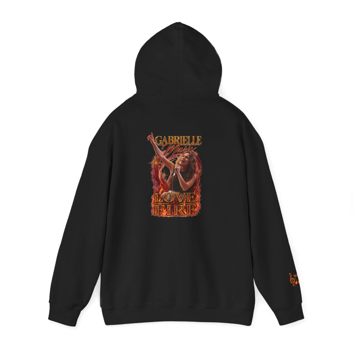 Gabrielle Marie 'Love & Fire' Hoodie — Vintage Floral Back Graphic