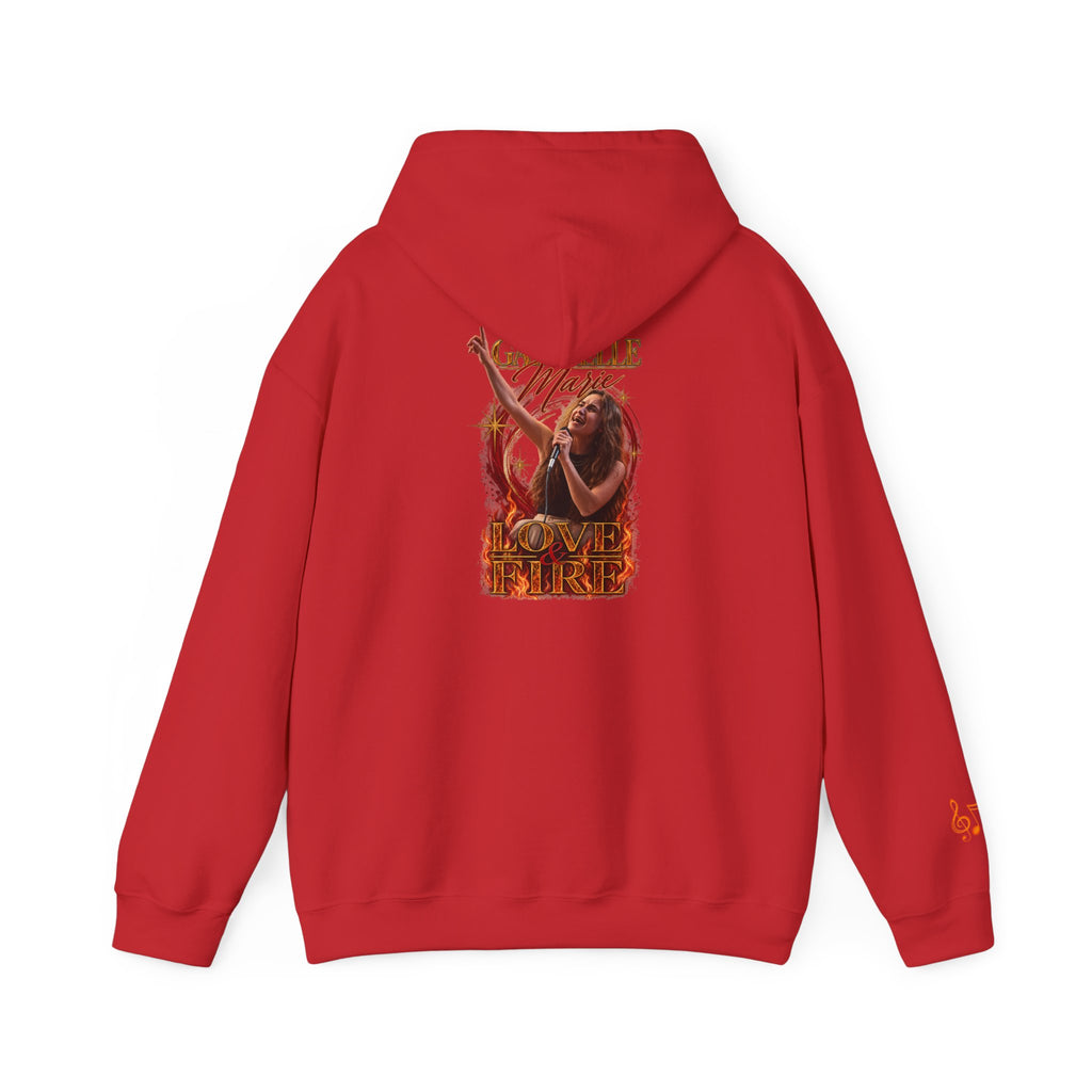 Gabrielle Marie 'Love & Fire' Hoodie — Vintage Floral Back Graphic
