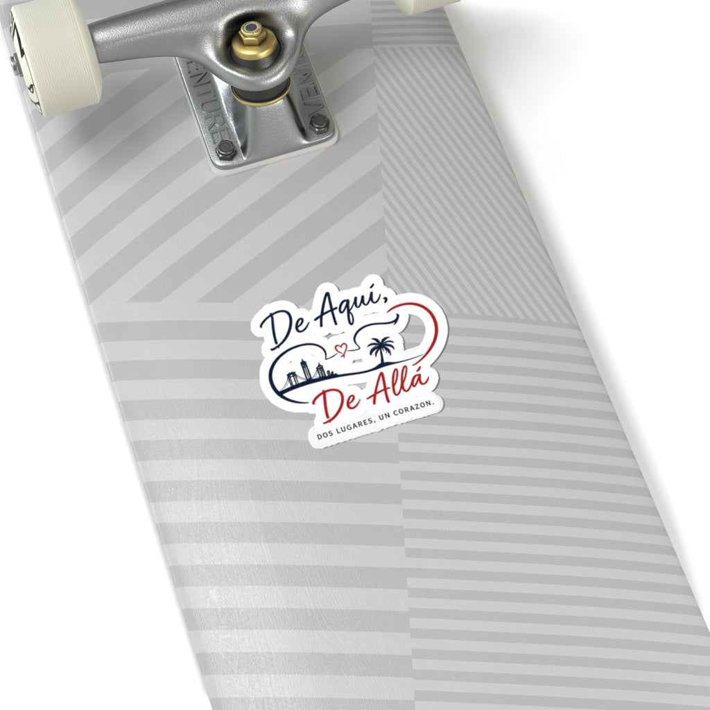 De Aquí, De Allá Kiss-Cut Sticker — Two Places One Heart Spanish Travel Vinyl Decal