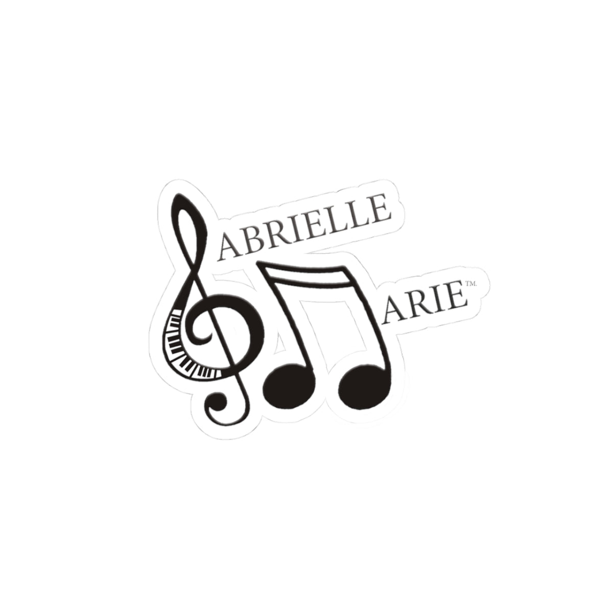 Music Note Kiss-Cut Sticker — "Gabrielle Marie" Treble Clef Design