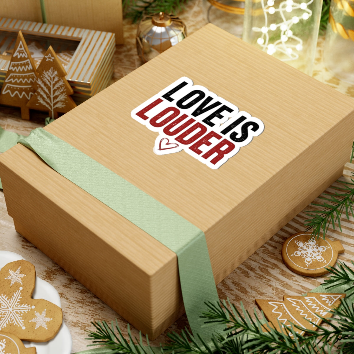 Love Is Louder Kiss-Cut Sticker — Inspirational Heart Laptop Decal