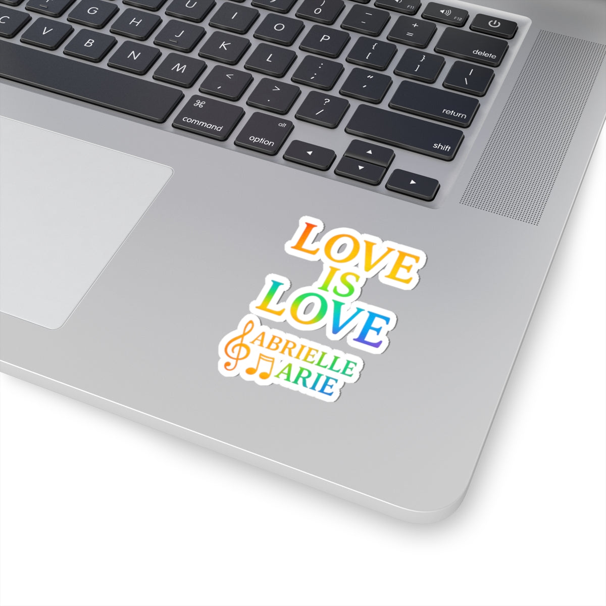 Love Is Love Rainbow Sticker — Personalized "Abrielle Marie" Music Note Kiss-Cut Sticker