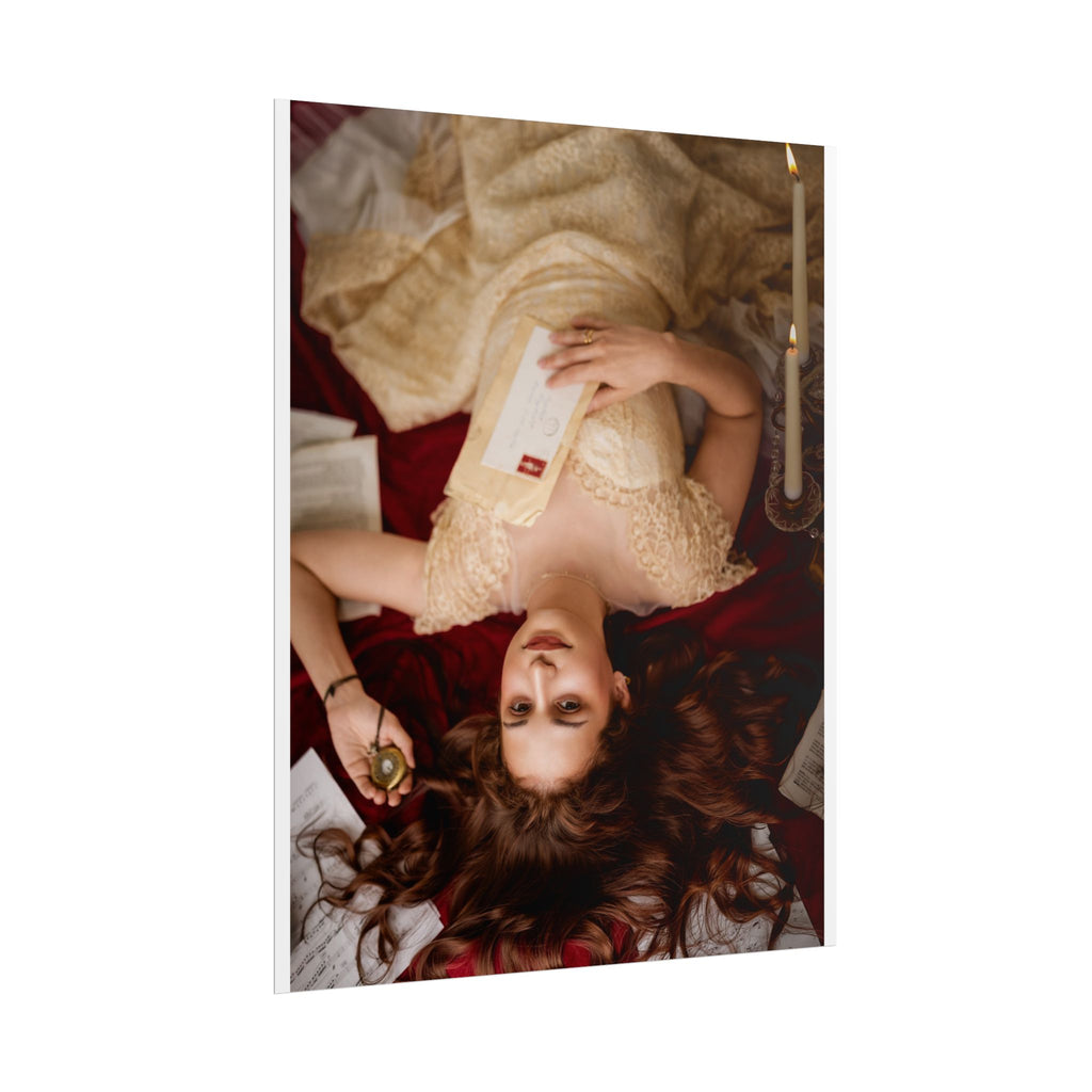 Victorian Romance Rolled Poster — Vintage Woman with Letter Wall Art