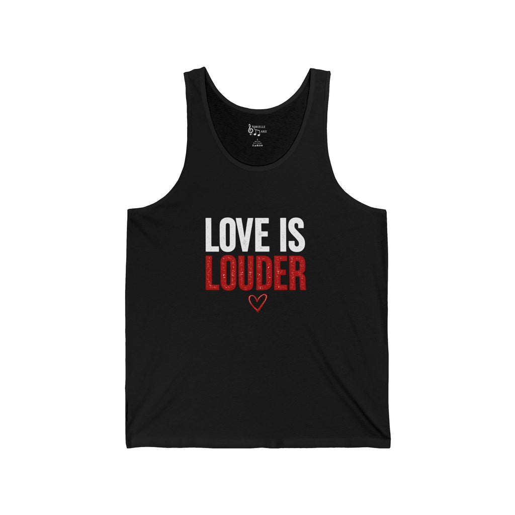 Love Is Louder Tank Top — Bold Red & White Graphic Muscle Tee for Pride, Activism & Everyday Wear