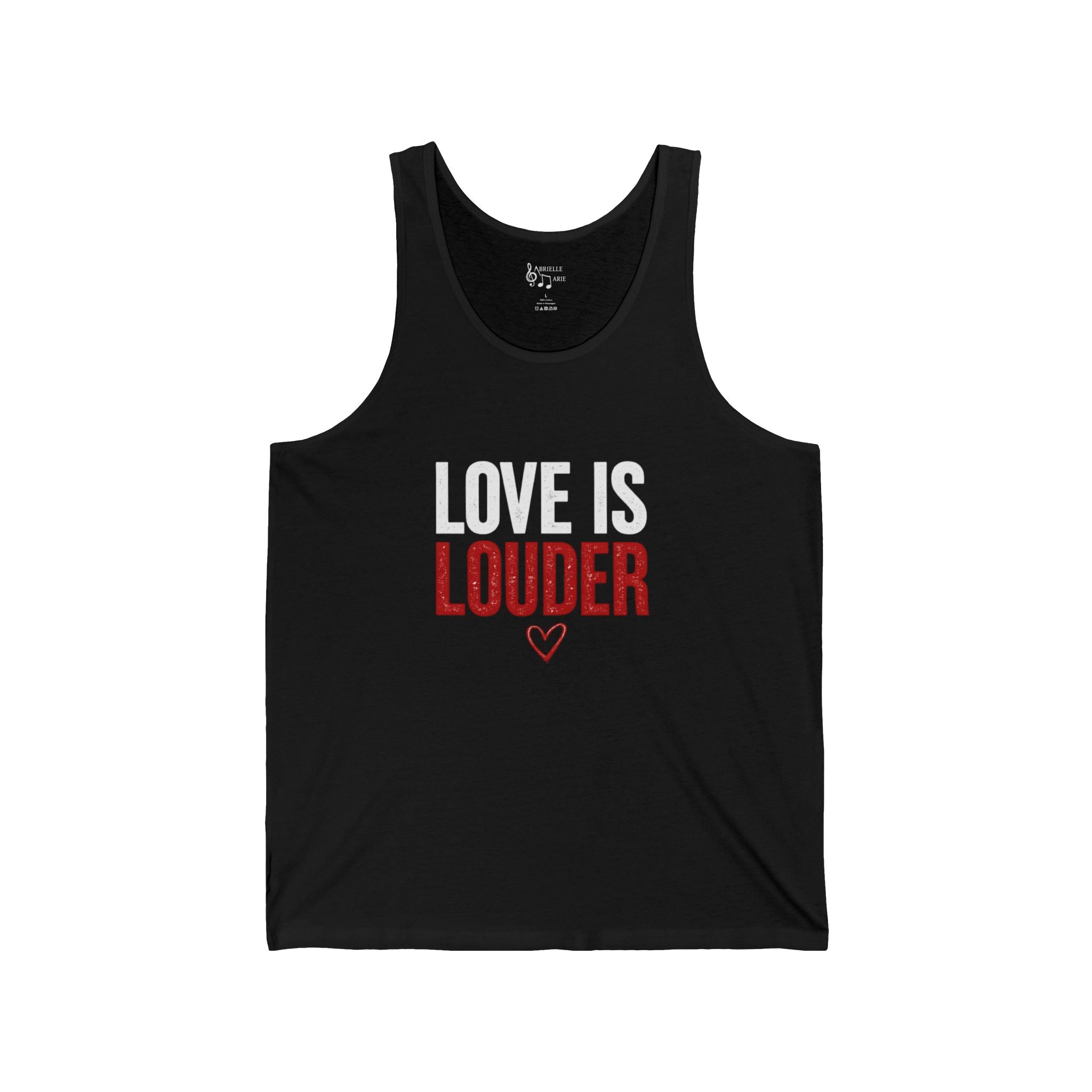 Love Is Louder Tank Top — Bold Red & White Graphic Muscle Tee for Pride, Activism & Everyday Wear