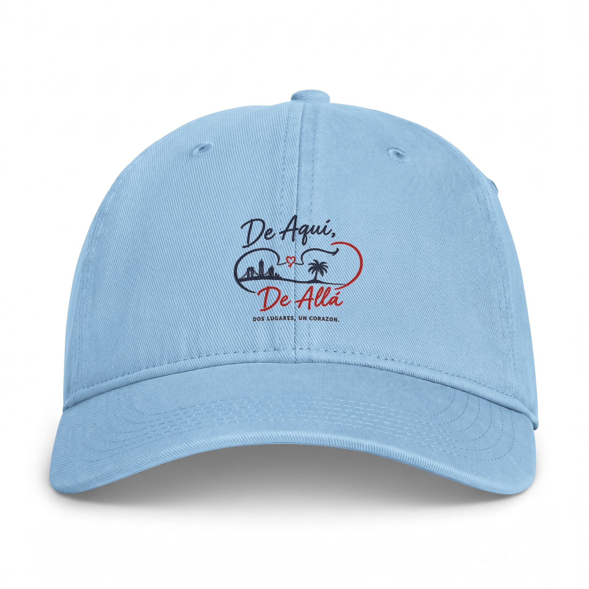 Coastal Washed Cap – Embroidered 'De Aqui De Alla’  Beach Heart Dad Hat