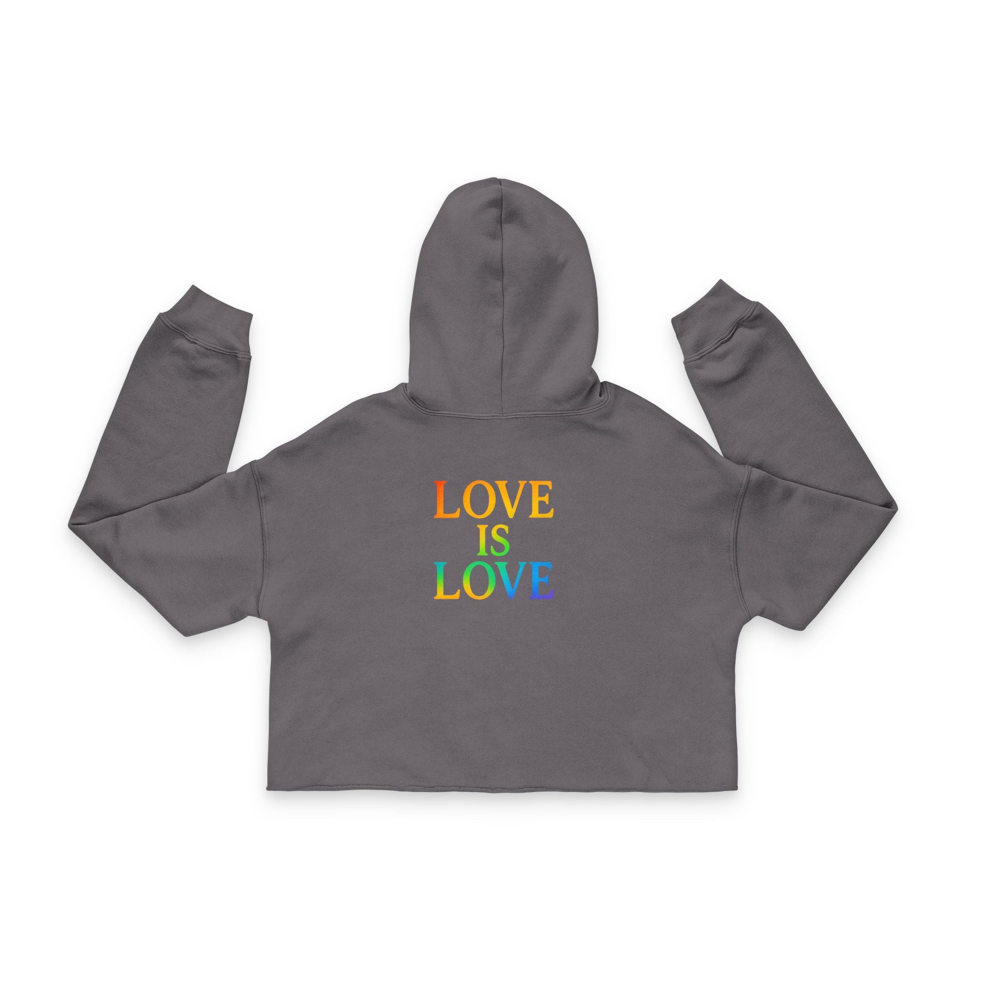 Cropped Hoodie — "Love Is Love" Rainbow Pride Crop Top
