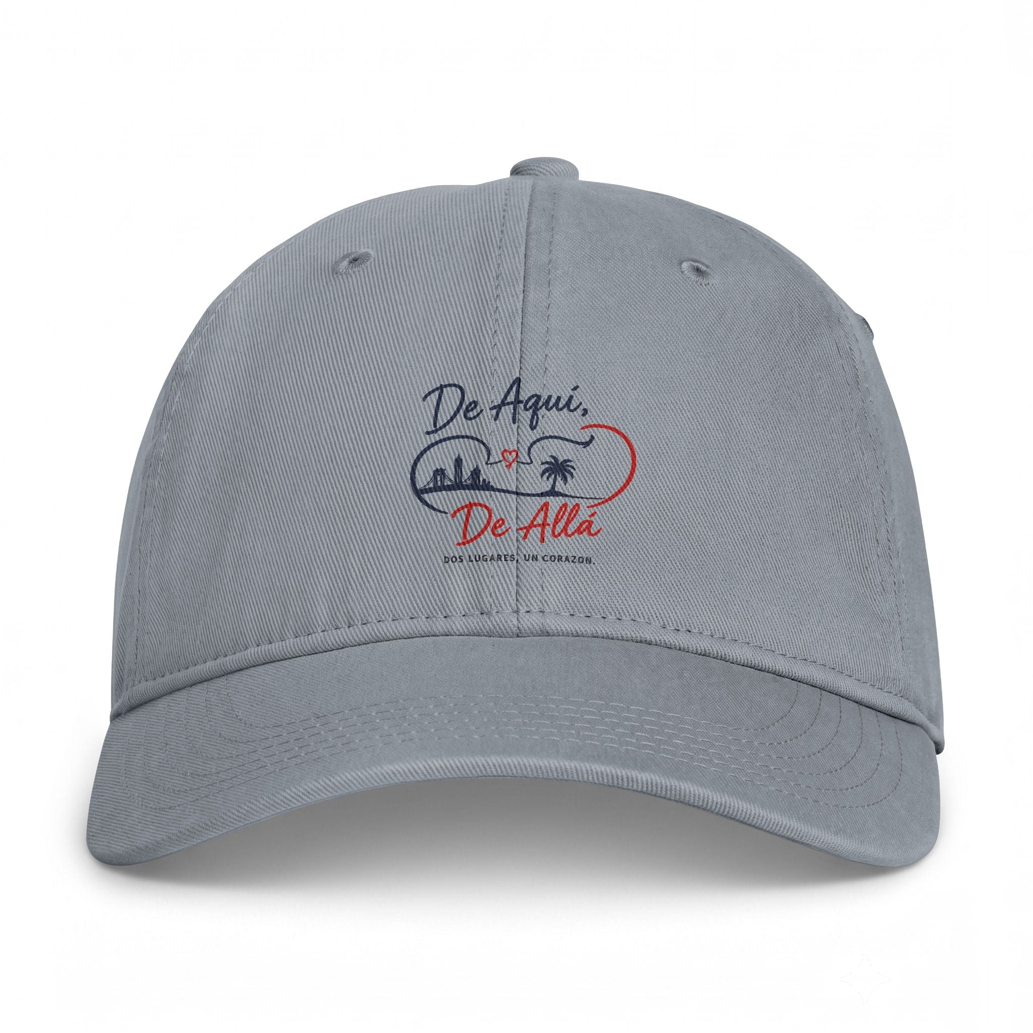 Coastal Washed Cap – Embroidered 'De Aqui De Alla’  Beach Heart Dad Hat