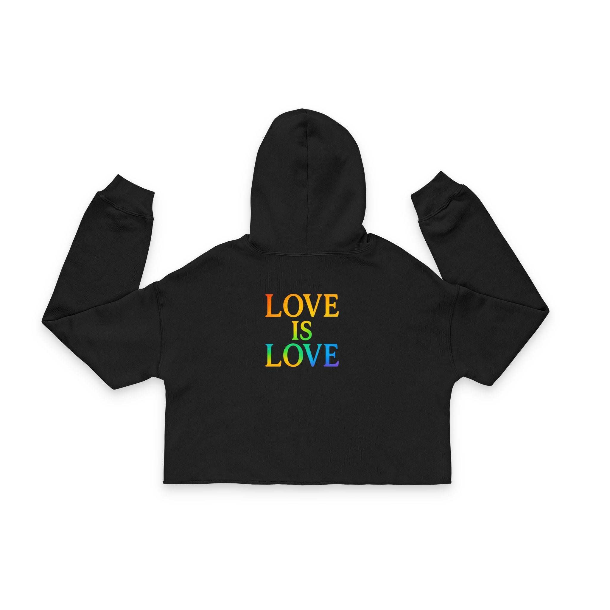 Cropped Hoodie — "Love Is Love" Rainbow Pride Crop Top