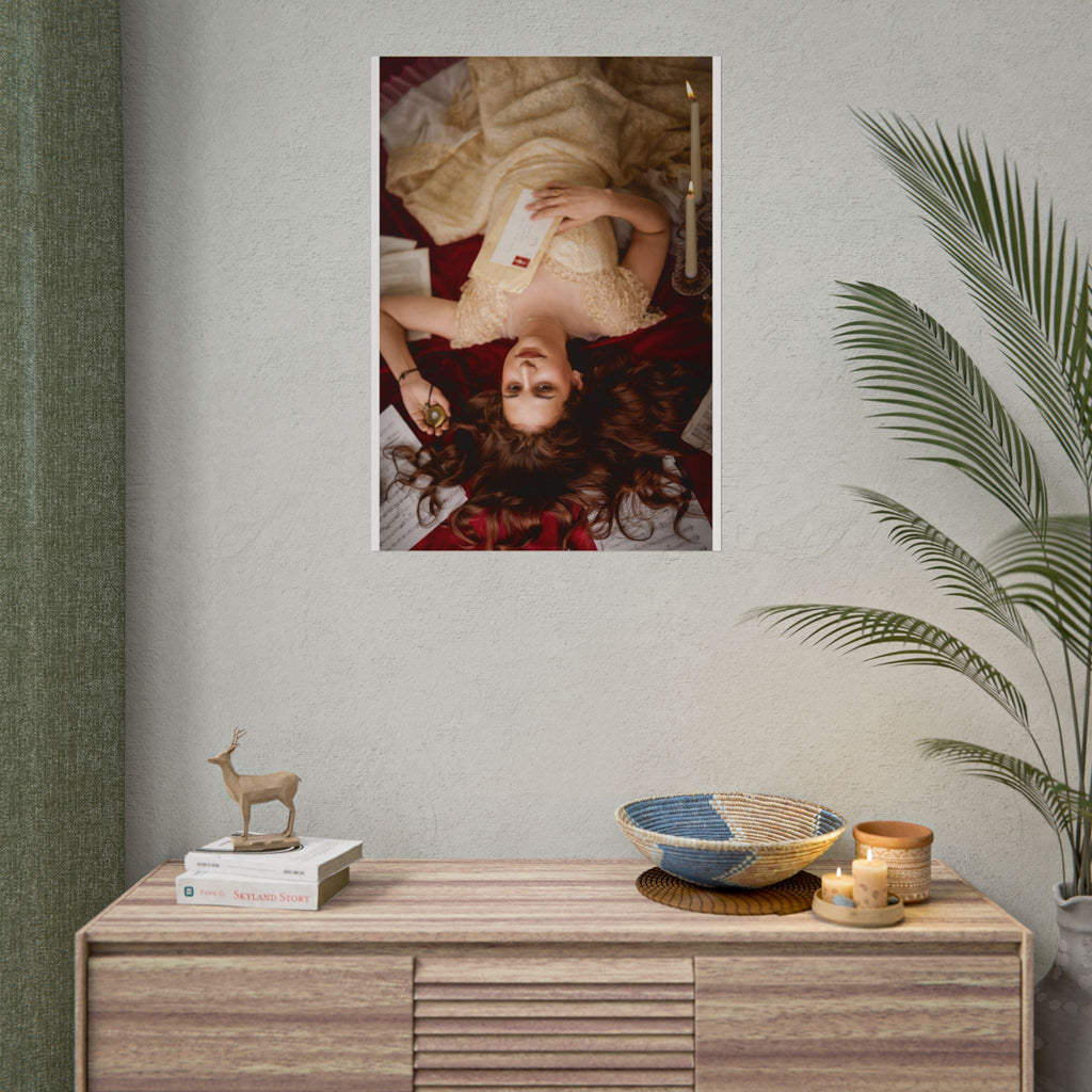 Victorian Romance Rolled Poster — Vintage Woman with Letter Wall Art