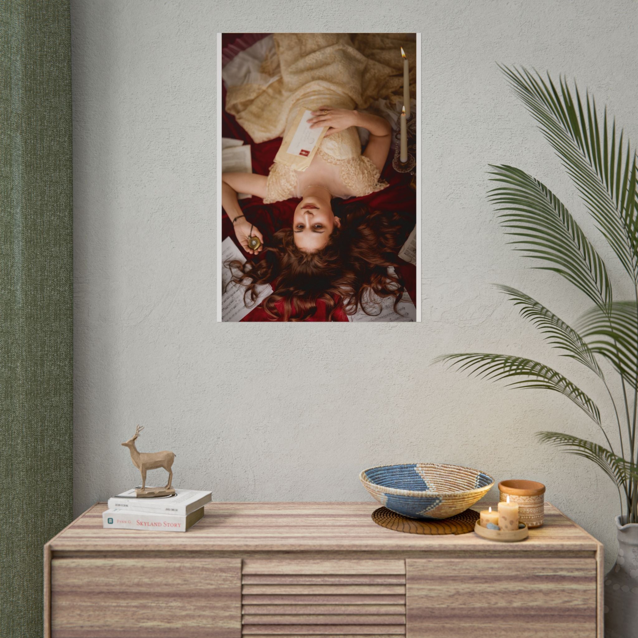 Victorian Romance Rolled Poster — Vintage Woman with Letter Wall Art