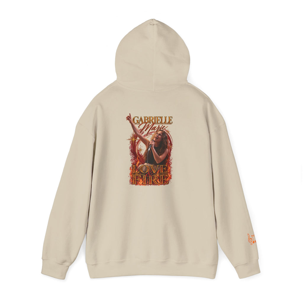 Gabrielle Marie 'Love & Fire' Hoodie — Vintage Floral Back Graphic