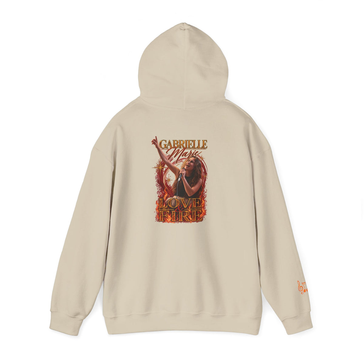 Gabrielle Marie 'Love & Fire' Hoodie — Vintage Floral Back Graphic