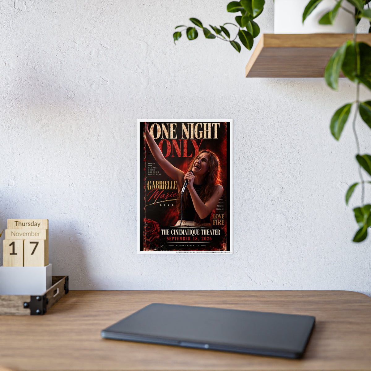 Concert Poster — "One Night Only" Gabrielle Marie Live Gloss Poster
