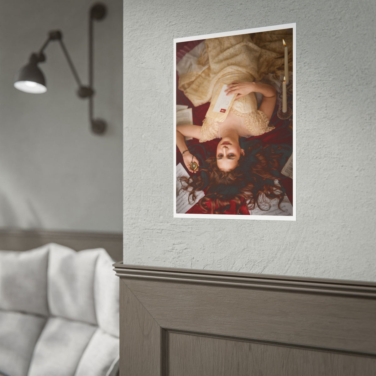 Victorian Romance Rolled Poster — Vintage Woman with Letter Wall Art