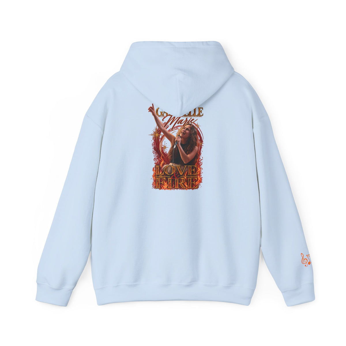 Gabrielle Marie 'Love & Fire' Hoodie — Vintage Floral Back Graphic