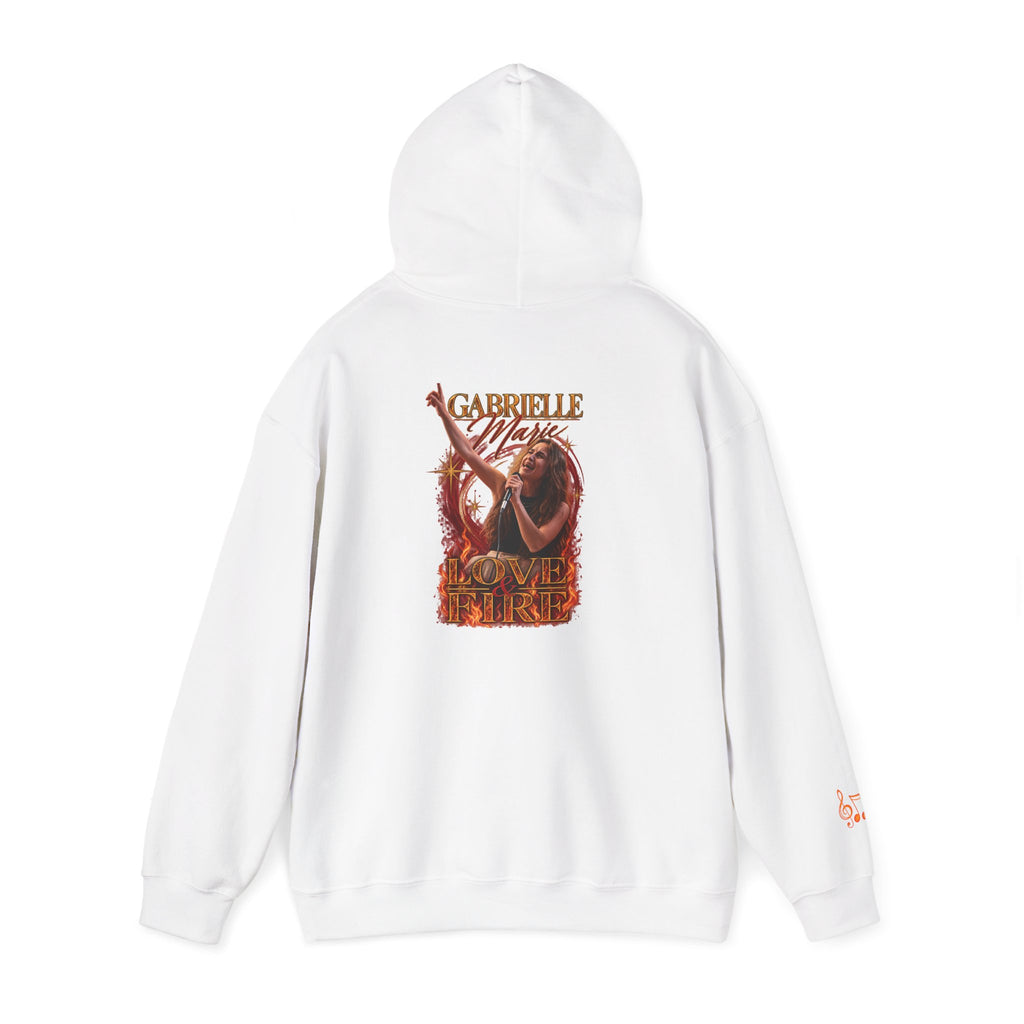 Gabrielle Marie 'Love & Fire' Hoodie — Vintage Floral Back Graphic
