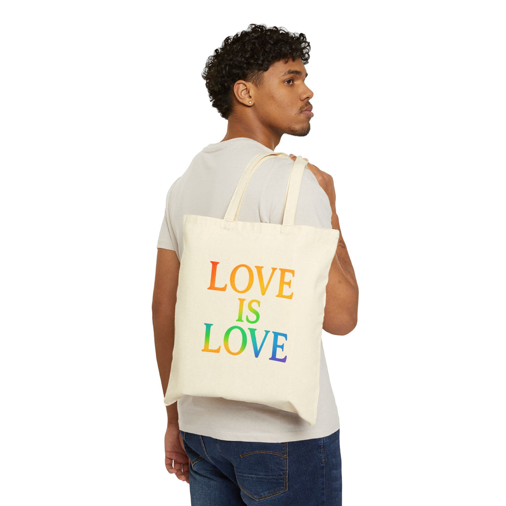 Tote Bag — "LOVE IS LOVE" Rainbow Canvas Tote (Personalizable)