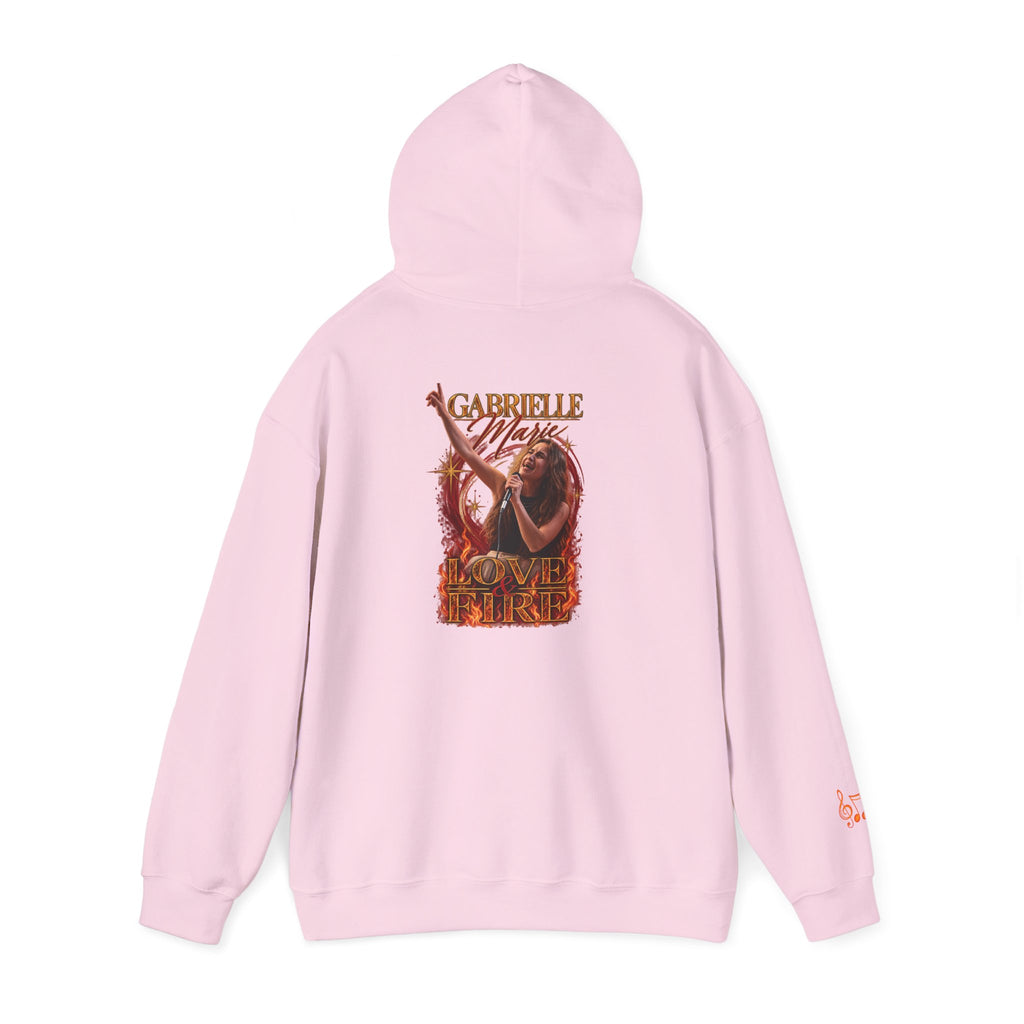 Gabrielle Marie 'Love & Fire' Hoodie — Vintage Floral Back Graphic
